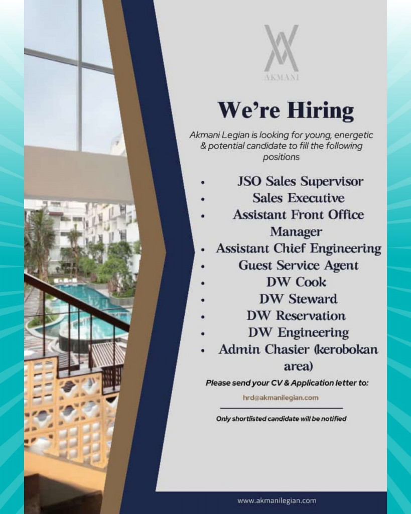 info loker dari Akmani Legian untuk kualifikasi dan persyaratan yuk cek postingan di atas Sobat Perinaker.